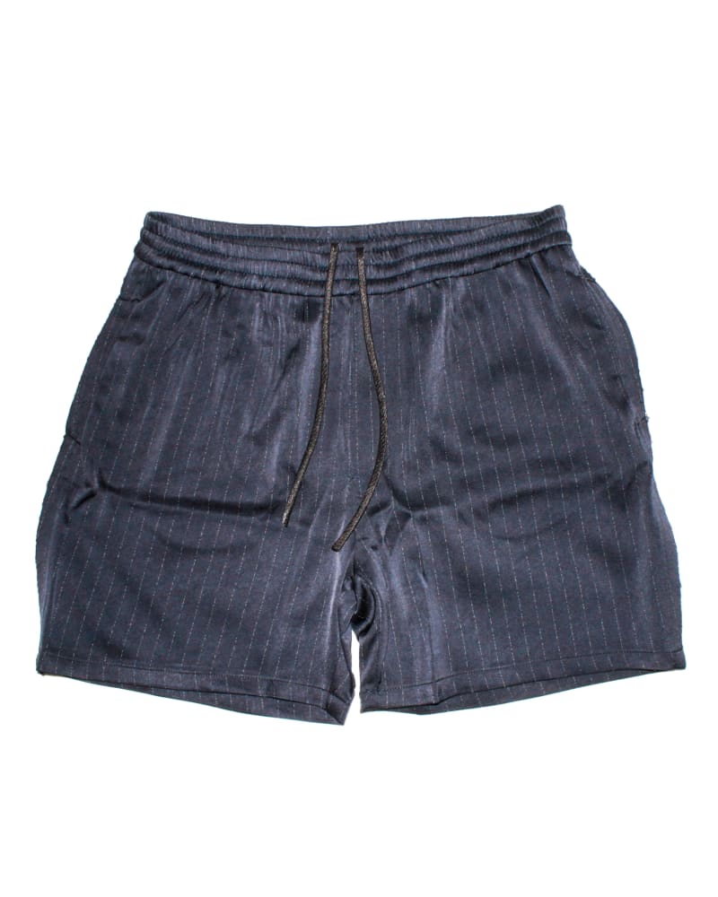 Front of a size 3 Island Shorts In Navy Pinstripe Crepe in NAVY by Baja East. | dia_product_style_image_id:304604
